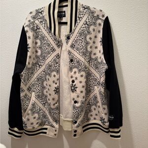Dogg Supply by Snoop Dog - Black and White Paisley Men’s Varsity Jacket